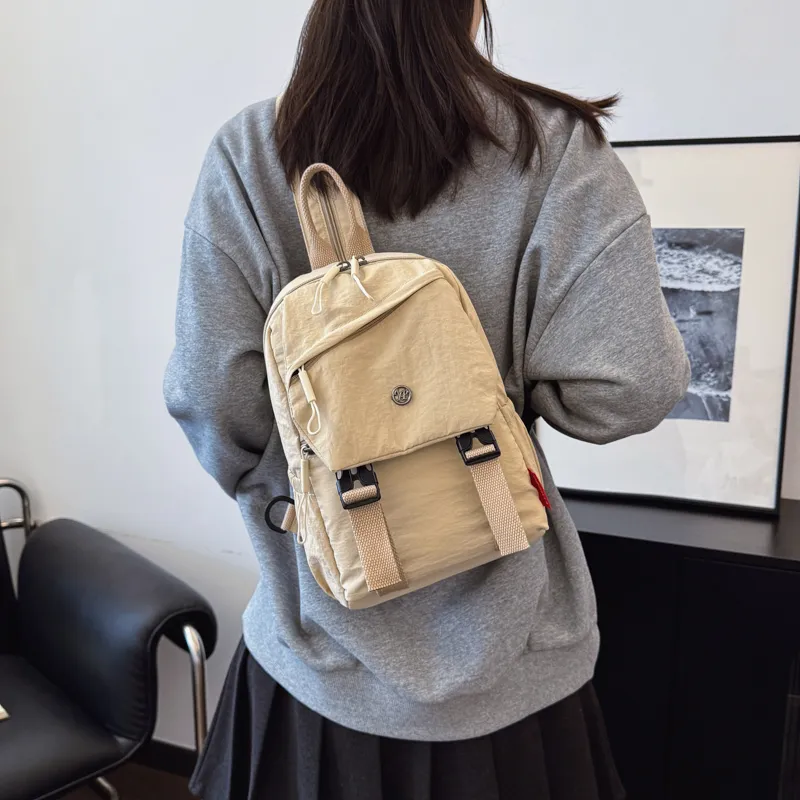 GOBLIN SHARKS 1759 Fabric Backpack Unisex Ecru/Black/Green-4