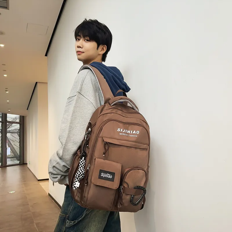 GOBLIN SHARKS 1759 Nylon Backpack Unisex Black/Khaki/Gray/Red/Brown-21