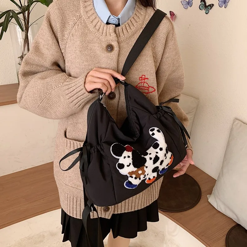GOBLIN SHARKS 1759 Nylon Shoulder Bag Medium Size Unisex White/Pink/Red/Blue/Black-23