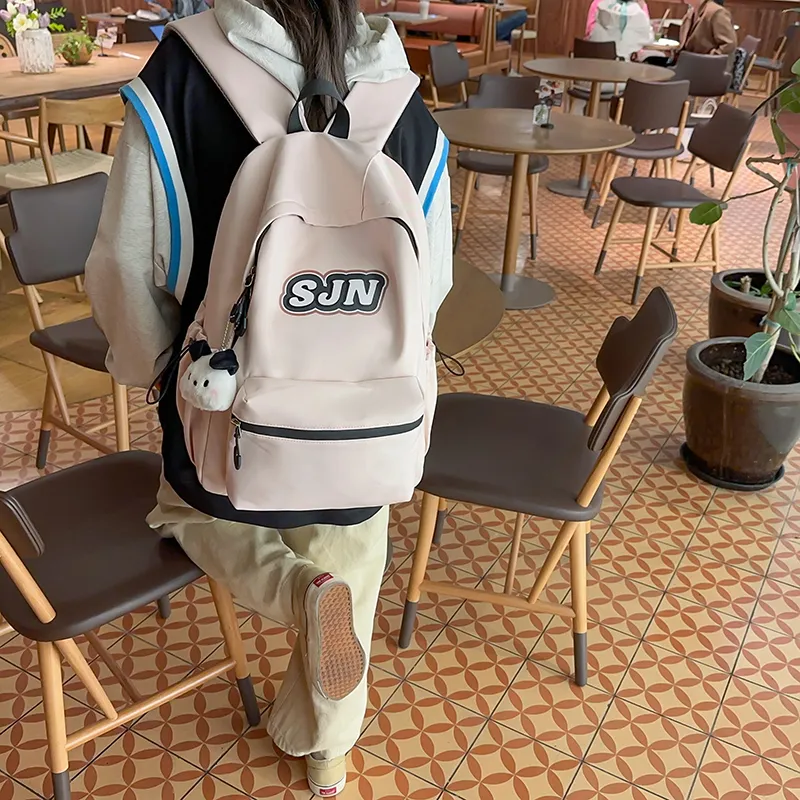 GOBLIN SHARKS 1759 Nylon Backpack Large Size Unisex White/Black/Khaki/Blue/Pink-32