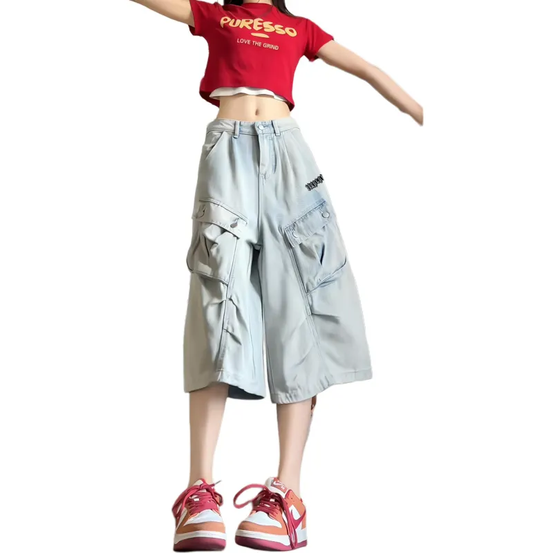 NXPTP Denim Shorts Unisex Light Blue-3