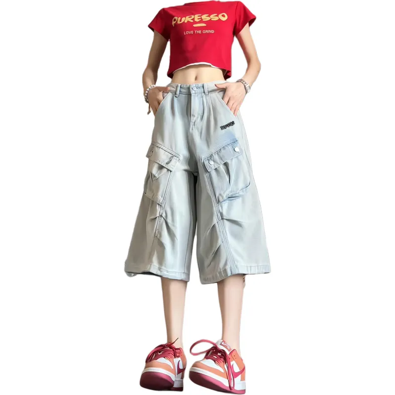 NXPTP Denim Shorts Unisex Light Blue-5