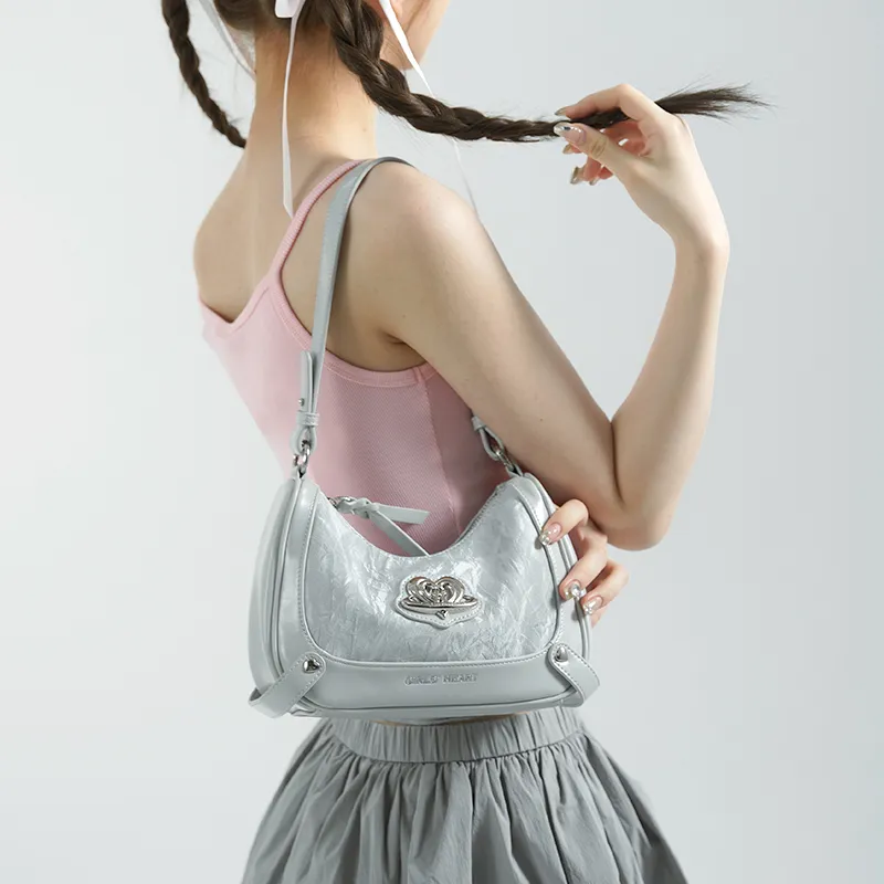 Girls Heart Artificial Leather Shoulder Bag Women's Pink/Silver/Beige-4