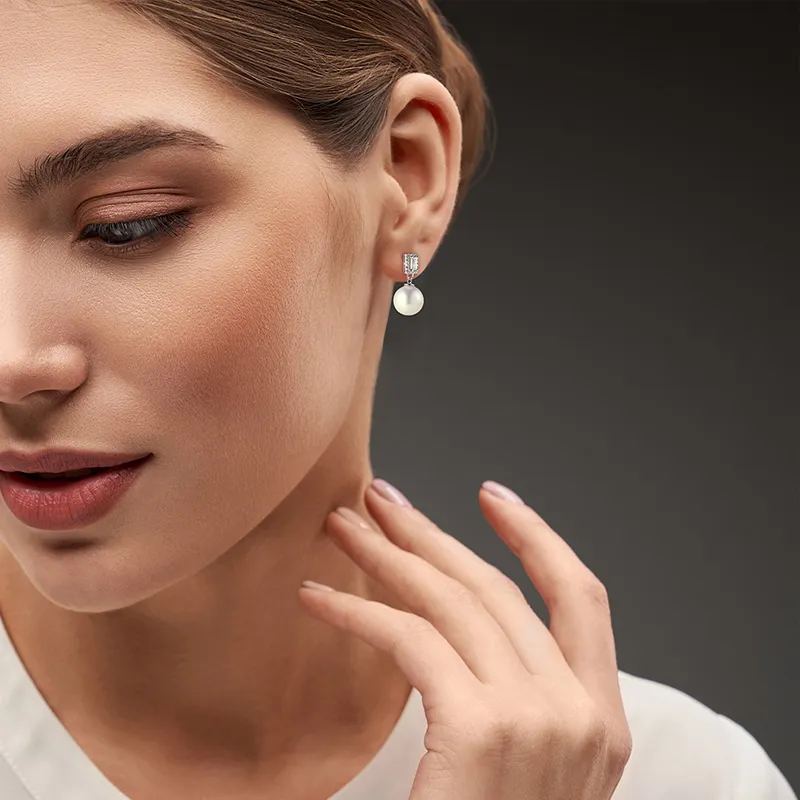 Pan star Pearl Stud Earrings Women's-4