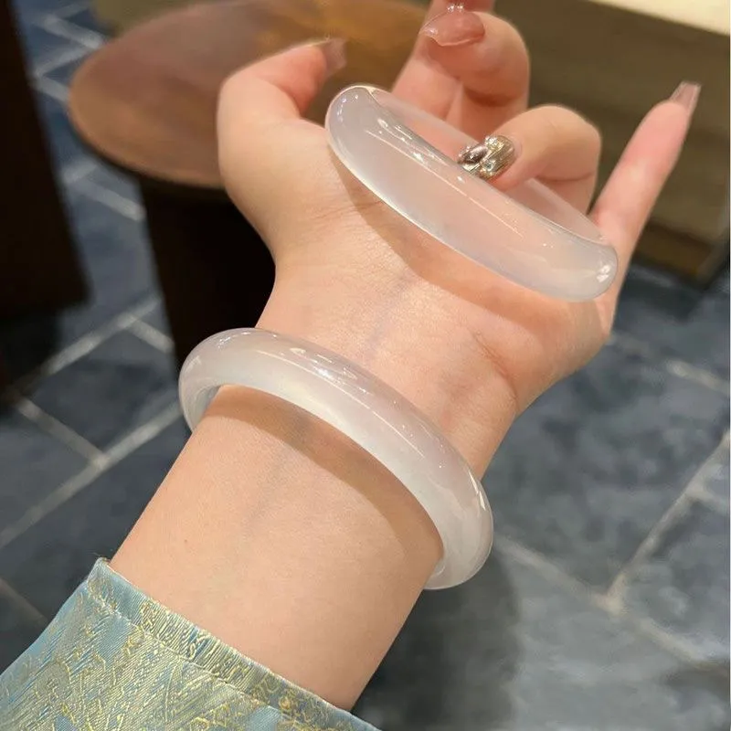 ALI THE FOX Glass Cat Eye Jade Bangles Women's-3