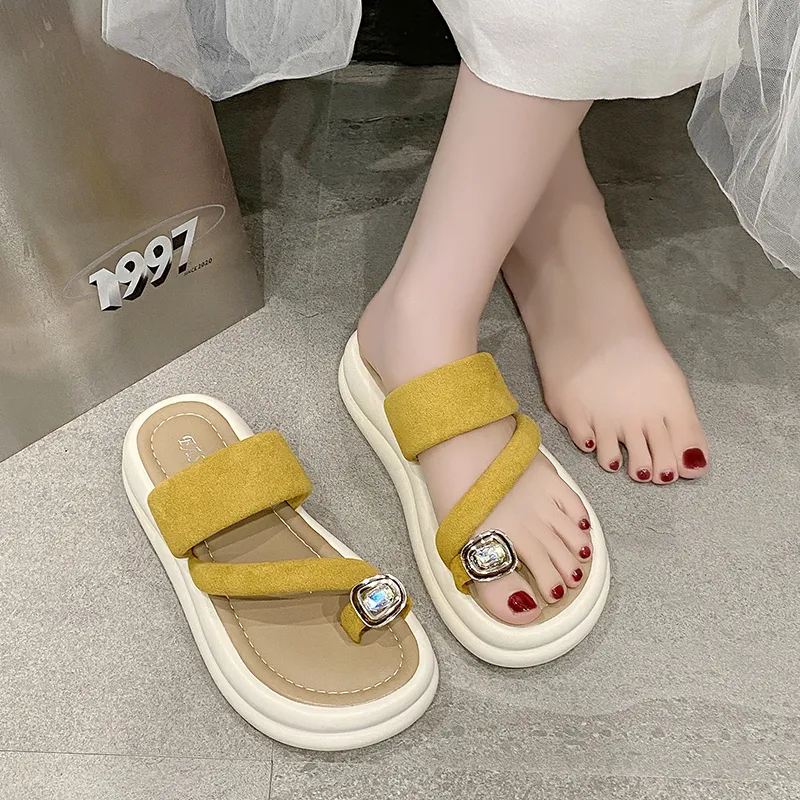 KLAOSD Rubber Sole Rhinestone Odor Resistant Slip Resistant Abrasion Resistant Slide Slippers Women's-7