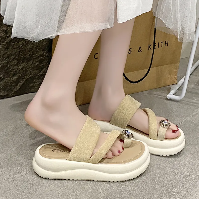 KLAOSD Rubber Sole Rhinestone Odor Resistant Slip Resistant Abrasion Resistant Slide Slippers Women's-5