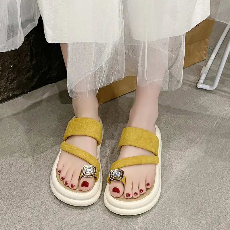 KLAOSD Rubber Sole Rhinestone Odor Resistant Slip Resistant Abrasion Resistant Slide Slippers Women's-9