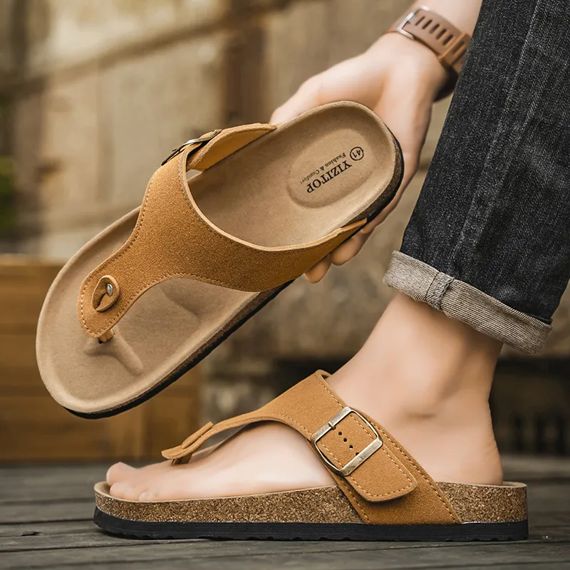 KLAOSD Rubber Sole Abrasion Resistant Slip Resistant Flip Flops Unisex-15