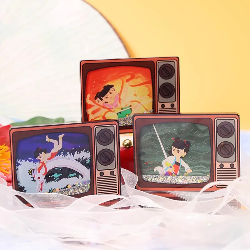 On The Beauty Of The Film Ne Zha Conquers The Sea Collection Old TV Sand Anime / Games Fridge Magnets-3