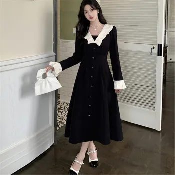 Si Bei'er Long Sleeved Dresses Women's Black