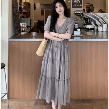 Si Bei'er Short Sleeved Dresses Women's Gray