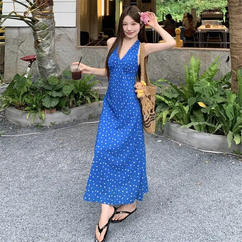 Si Bei'er Sleeveless Dress Women's Frida Blue Floral