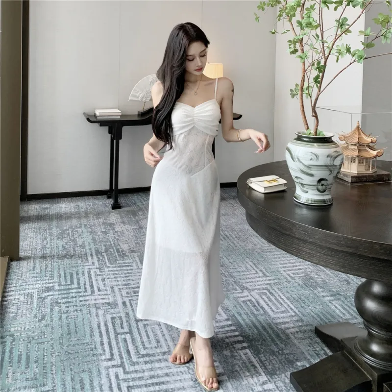 Si Bei'er Slip Dresses Women's White-1