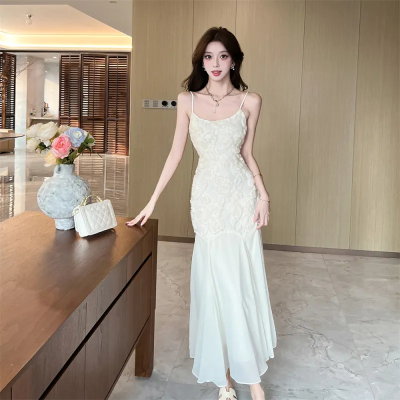 Si Bei'er Slip Dress Women's White-1