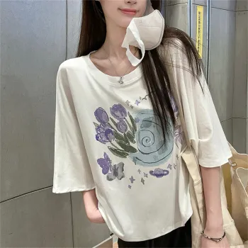 Si Bei'er Drop Shoulder Sleeve T Shirt Women's