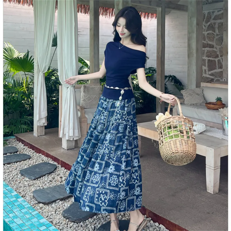 Si Bei'er Two Piece Skirt Sets Women's-4