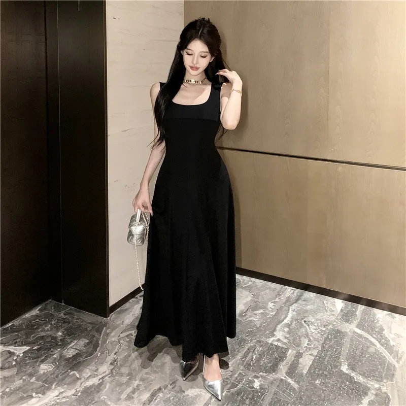 Si Bei'er Slip Dresses Women's Black-4