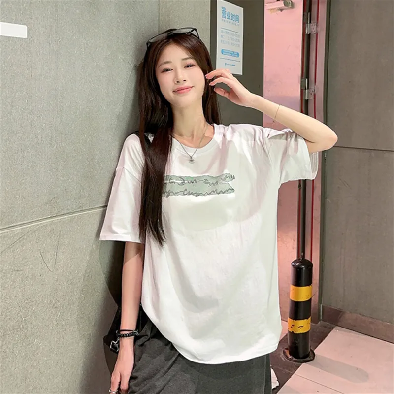 Si Bei'er Drop Shoulder Sleeve T Shirt Women's-1