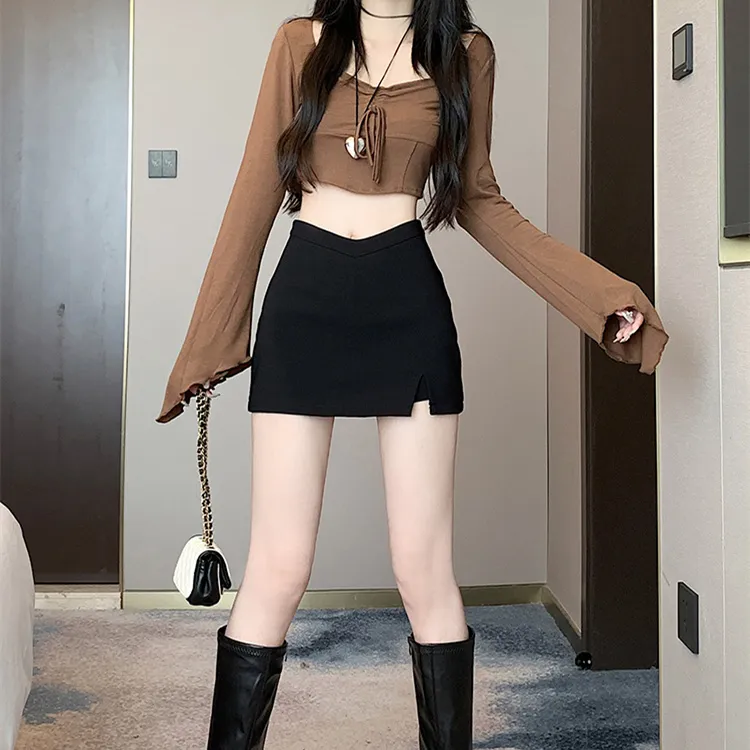 Si Bei'er Casual Short Skirts Women's Black-7