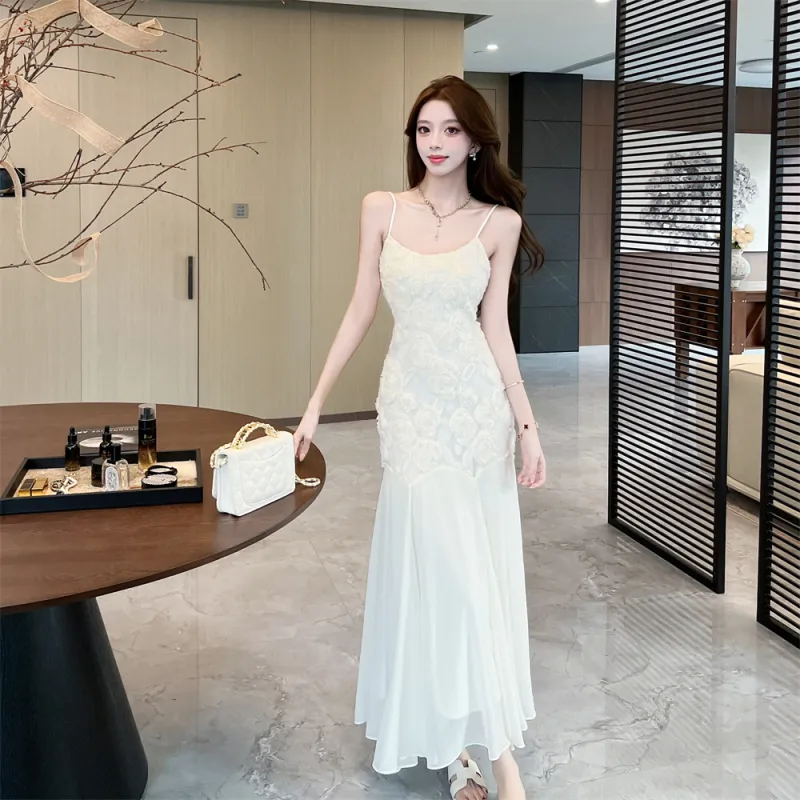 Si Bei'er Slip Dress Women's White-3