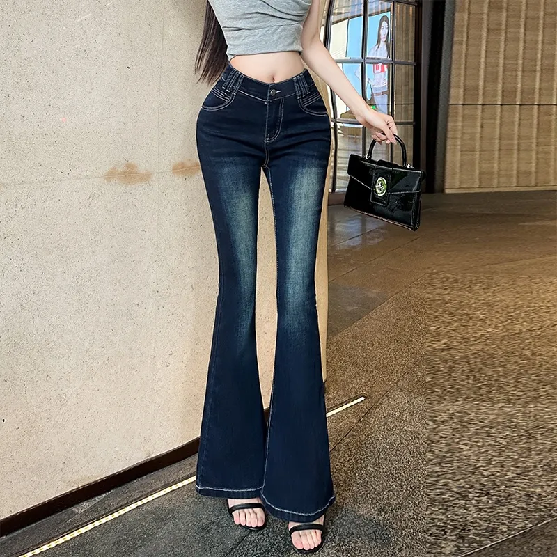 Si Bei'er Jeans Women's Dark Blue-5