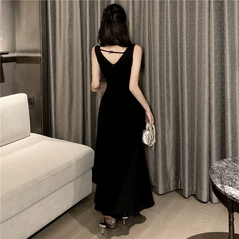 Si Bei'er Slip Dresses Women's Black-6