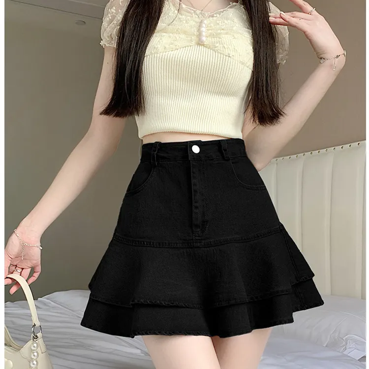 Si Bei'er Denim Short Skirts Women's-1
