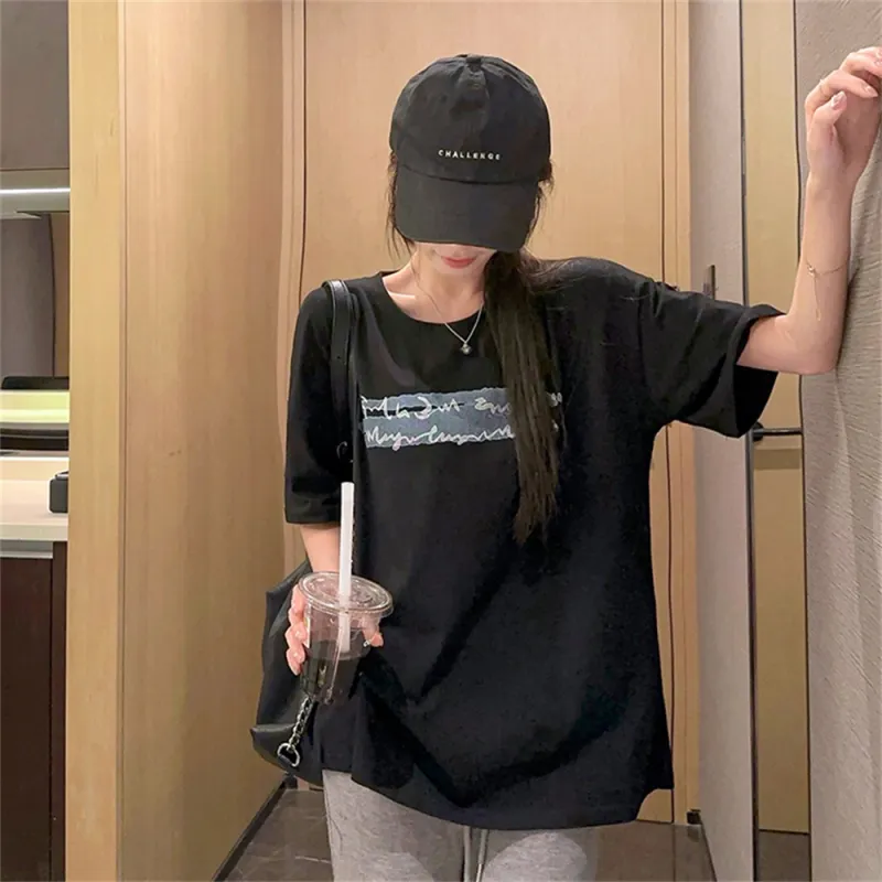 Si Bei'er Drop Shoulder Sleeve T Shirt Women's-4