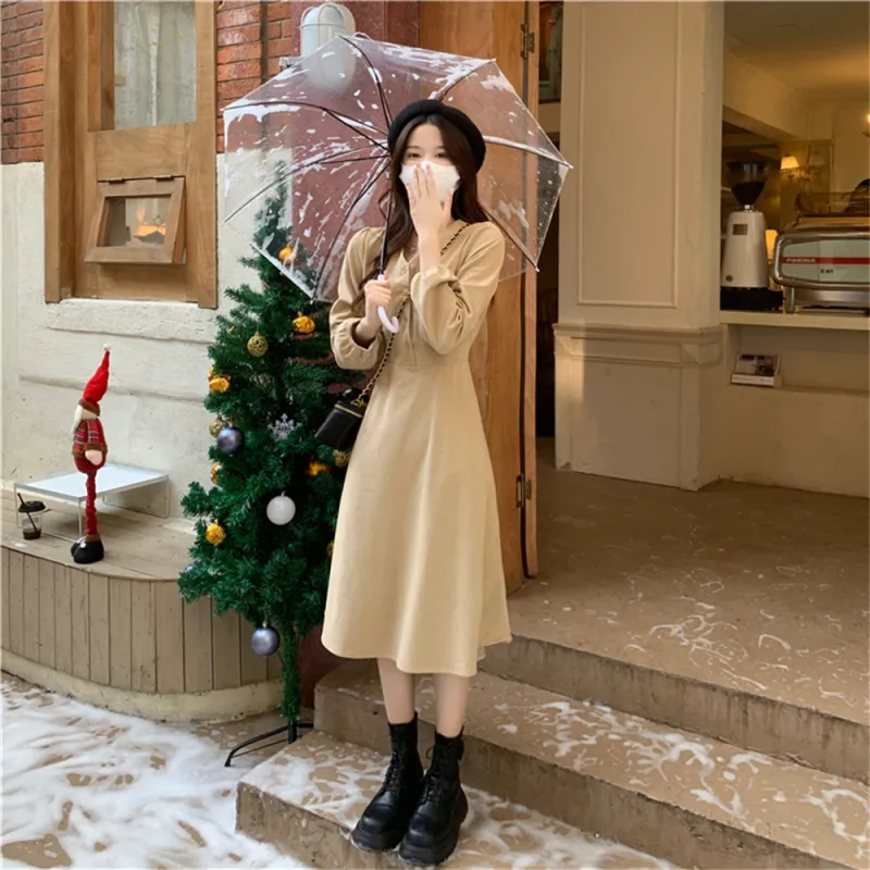 Si Bei'er Long Sleeved Dress Women's-1