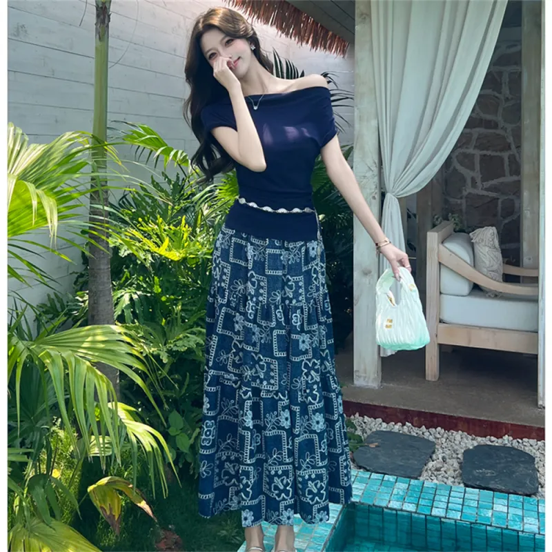 Si Bei'er Two Piece Skirt Sets Women's-1