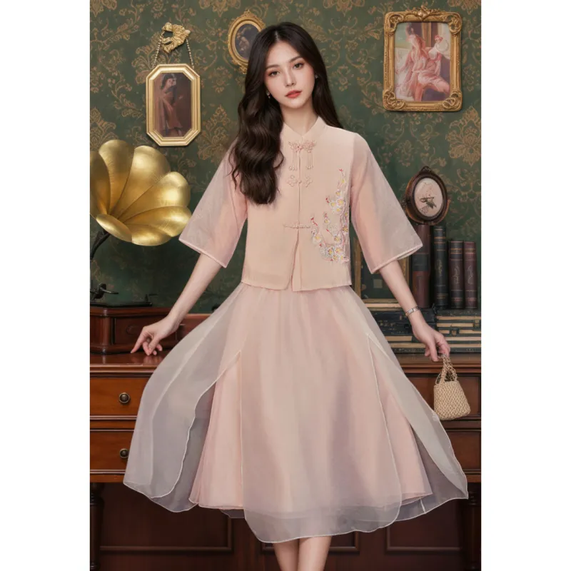 Si Bei'er Short Sleeved Dress Women's Pink-3