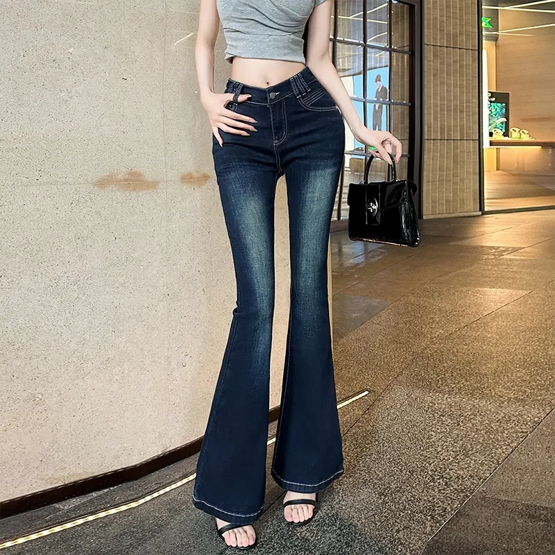 Si Bei'er Jeans Women's Dark Blue-4