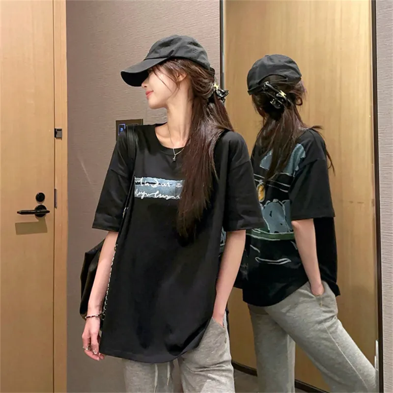 Si Bei'er Drop Shoulder Sleeve T Shirt Women's-6