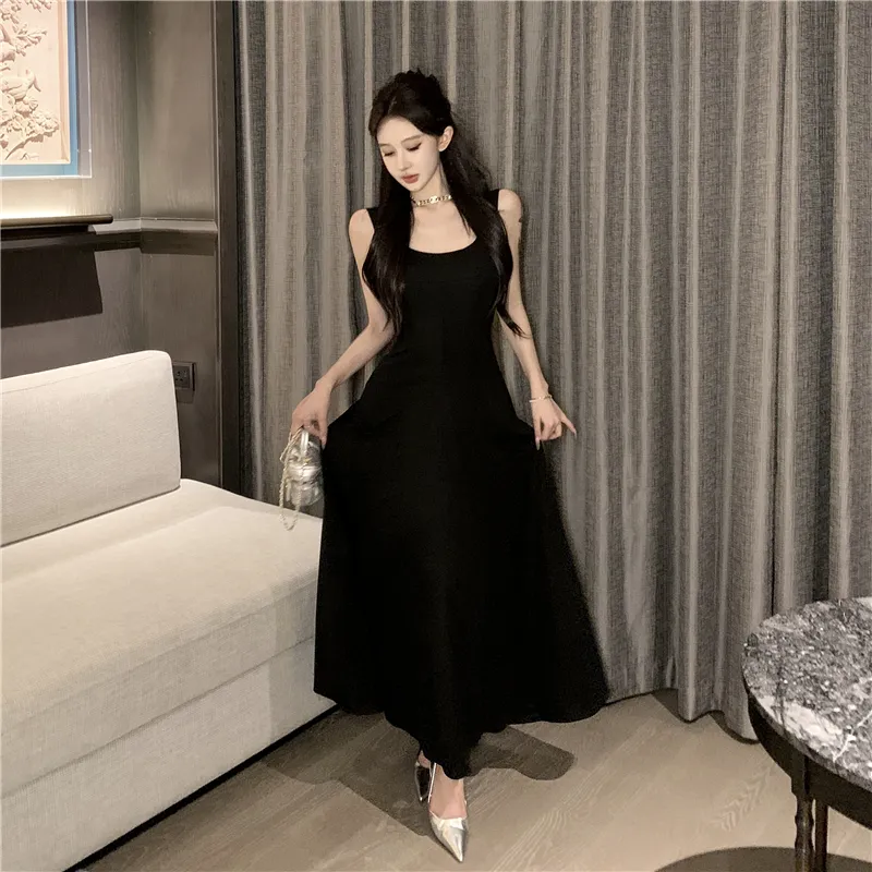 Si Bei'er Slip Dresses Women's Black-1