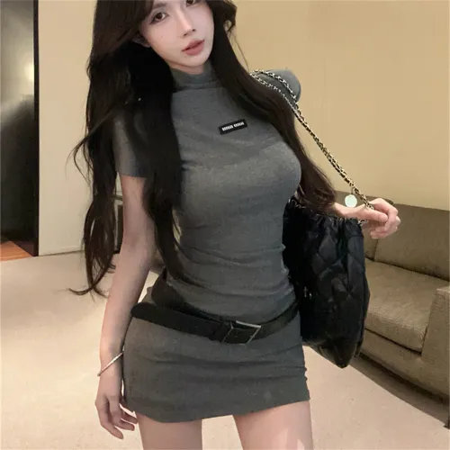 Si Bei'er Short Sleeved Dress Women's Gray