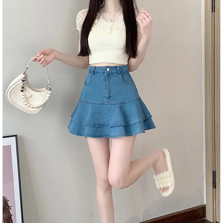 Si Bei'er Denim Short Skirts Women's-5