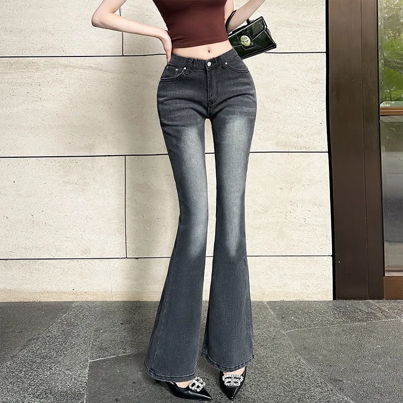 Si Bei'er Jeans Women's Black Gray-2