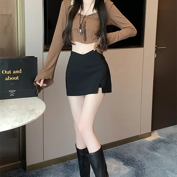 Si Bei'er Casual Short Skirts Women's Black-4