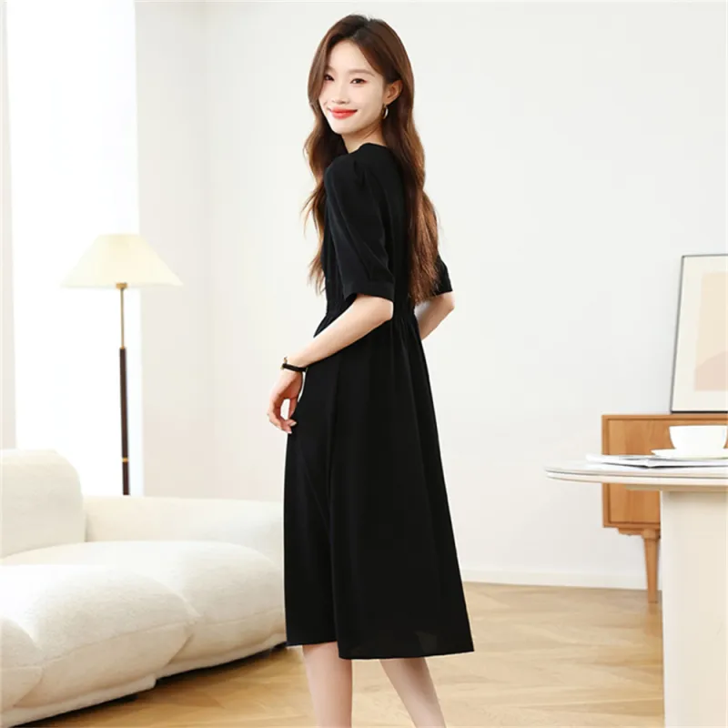 Si Bei'er Short Sleeved Dress Women's Black-1
