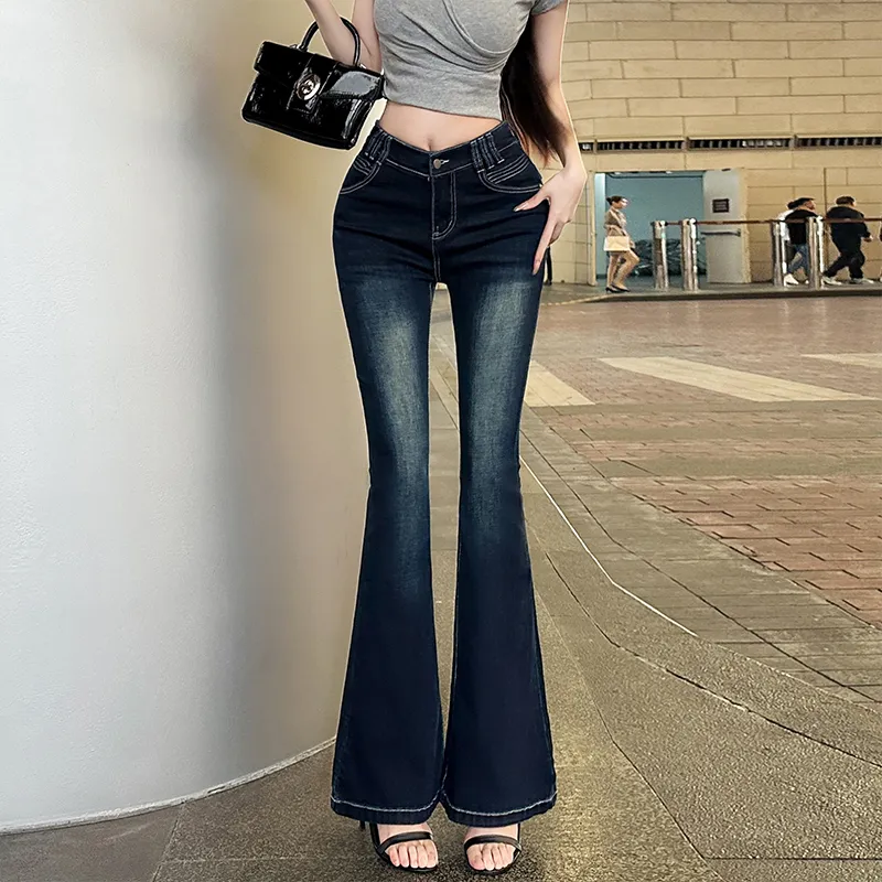 Si Bei'er Jeans Women's Dark Blue-3