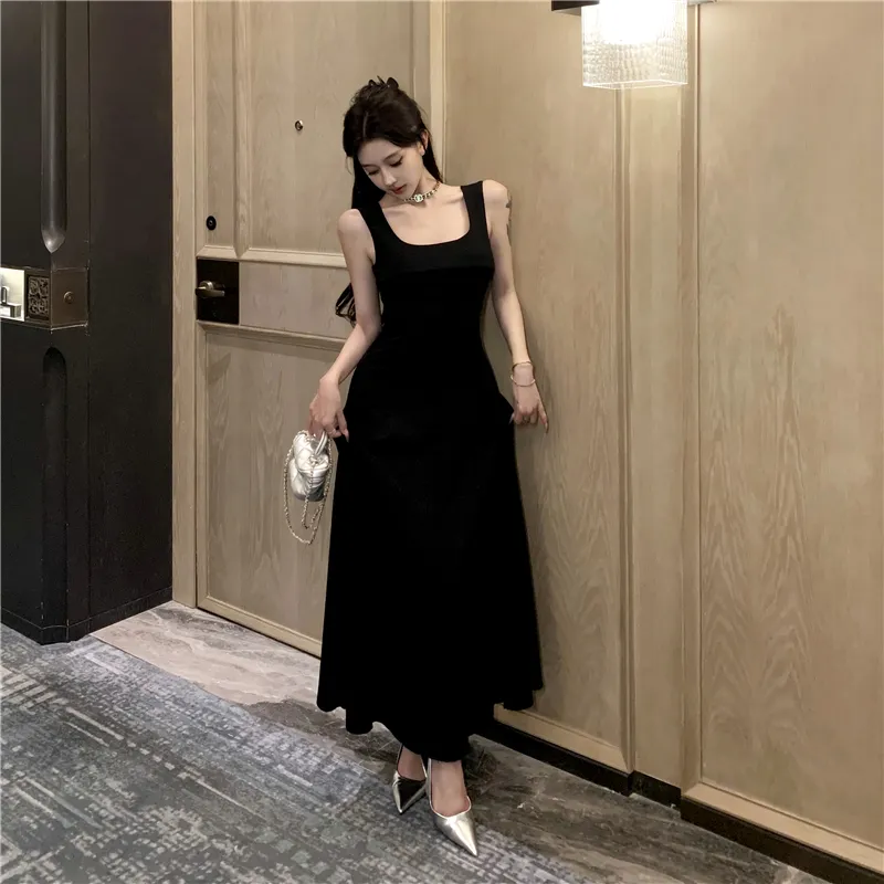 Si Bei'er Slip Dresses Women's Black-3