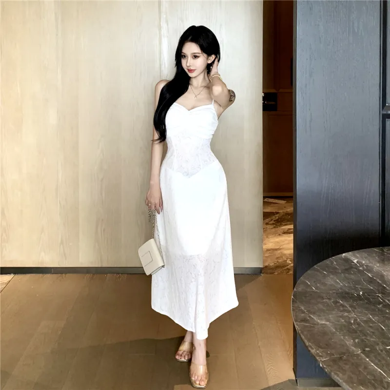 Si Bei'er Slip Dresses Women's White-5