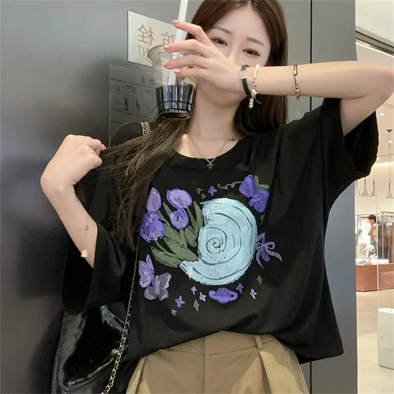 Si Bei'er Drop Shoulder Sleeve T Shirt Women's-5