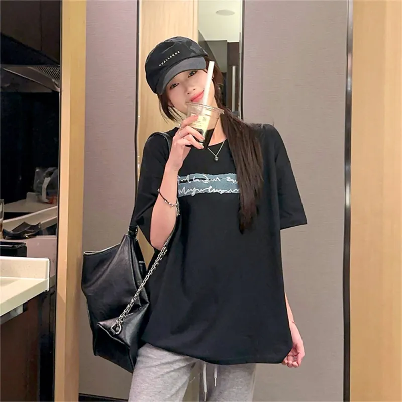 Si Bei'er Drop Shoulder Sleeve T Shirt Women's-5