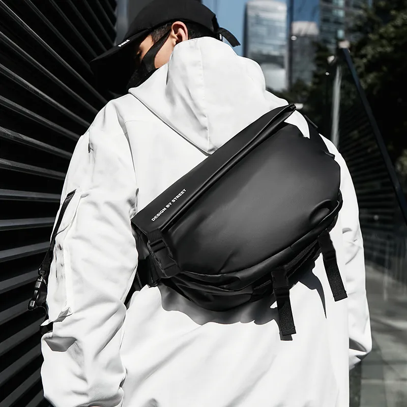 RIOREX Polyamide Messenger Bag Shoulder Bag Crossbody Bag Regular Unisex Black/Custard/Gray Black/Frosted Black-6