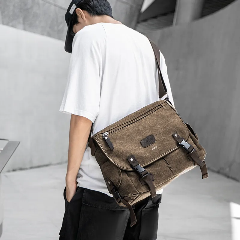 RIOREX Canvas Messenger Bag Canvas Bag Shoulder Bag Crossbody Bag Regular Unisex Multicolor-10