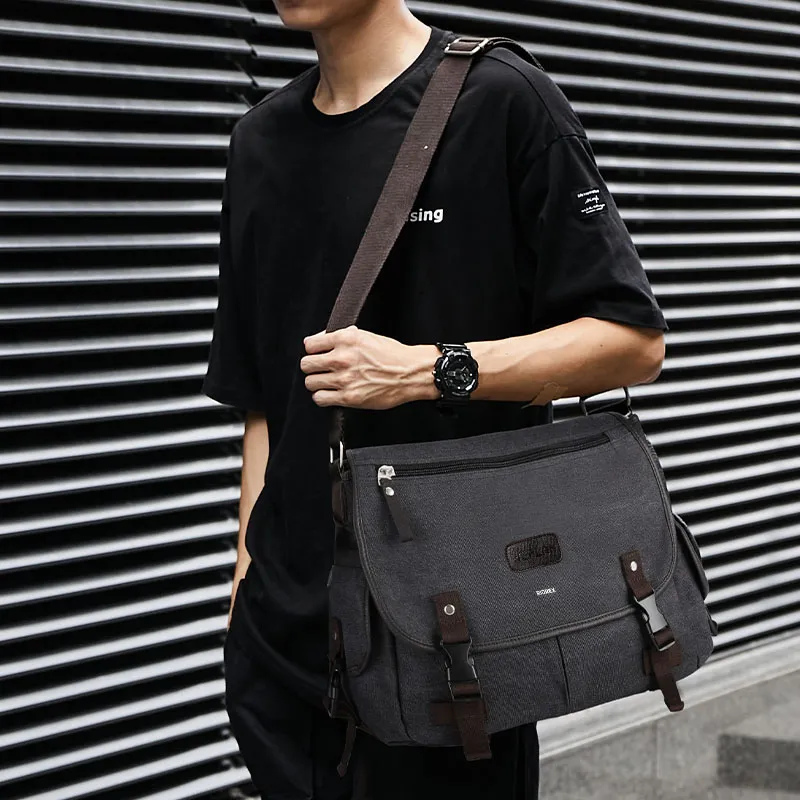 RIOREX Canvas Messenger Bag Canvas Bag Shoulder Bag Crossbody Bag Regular Unisex Multicolor-4