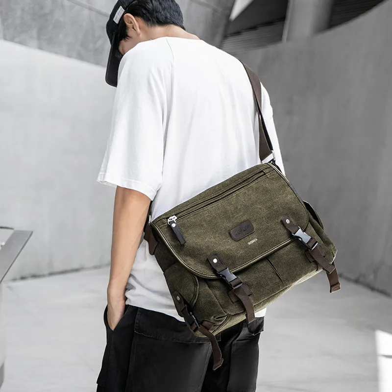RIOREX Canvas Messenger Bag Canvas Bag Shoulder Bag Crossbody Bag Regular Unisex Multicolor-16