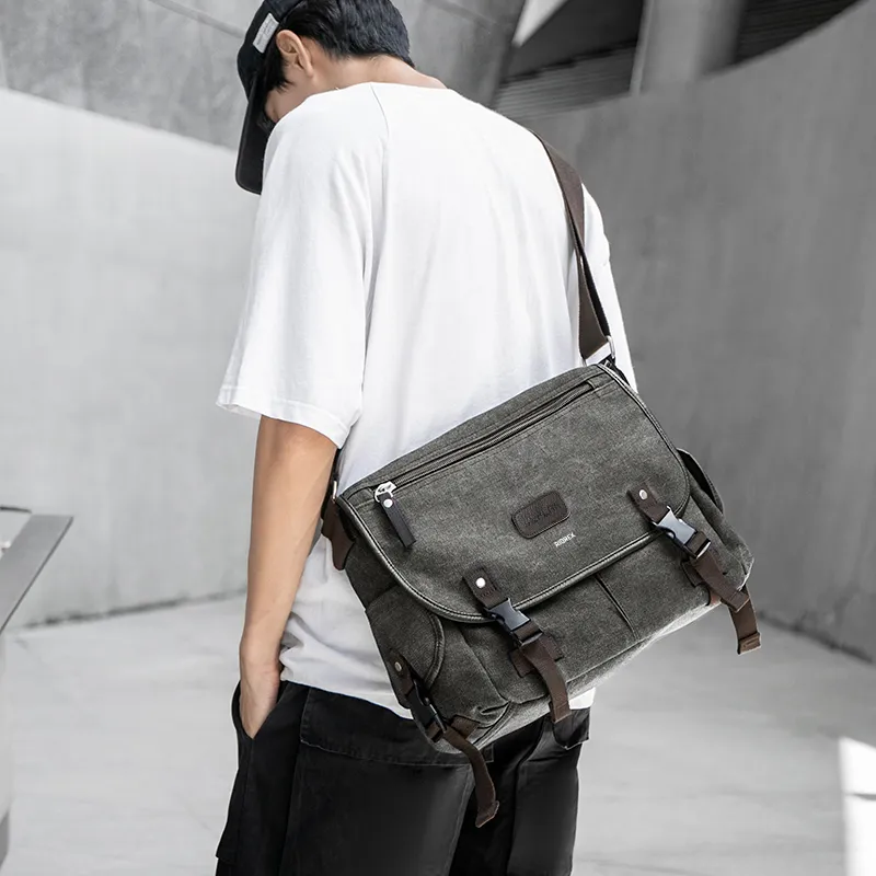 RIOREX Canvas Messenger Bag Canvas Bag Shoulder Bag Crossbody Bag Regular Unisex Multicolor-23